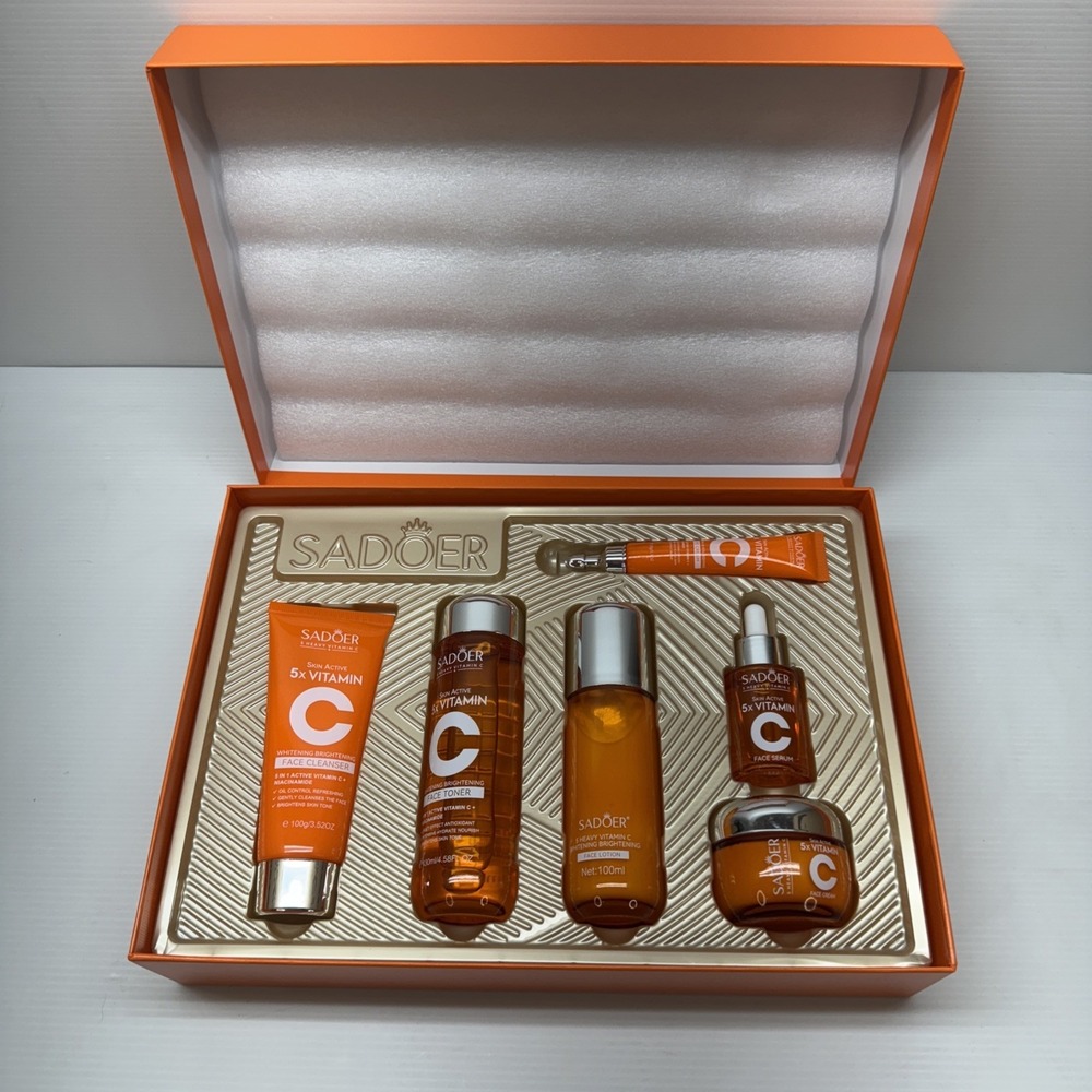 6pcs/Set SADOER Vitamin C Skin‎ Care Sets Face Cream Facial Cleanser Serum Toner
